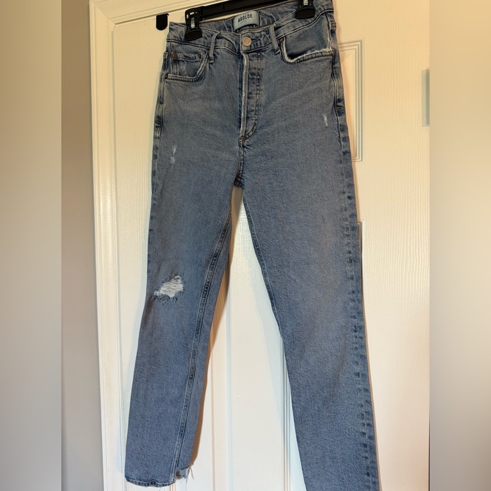 Agolde Slim Straight Light Wash Jeans Size 26 Button Fly - Picture 3 of 13